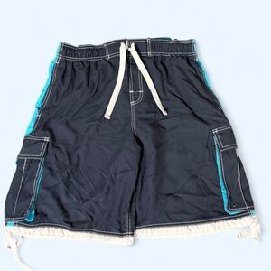No Boundaries Teal and Black Swim Shorts